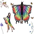 Butterfly Wings Adult Butterfly Costumes Fairy Wing Cape Womens Butterfly Shawl Colorful Butterfly Cape Nymph Pixie Costume Accessory for Cosplay Dancing, Red
