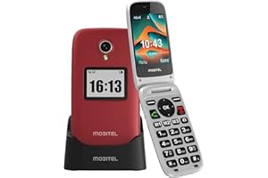 Mobitel 8010 Senior Mobile Phone Big Button Flip Phone for Elderly 4G SIM Free Unlocked Phone SOS Emergency Button 1400mAh Long Standby | Loud Speaker Easy to Use USB Type C Charging Dock (Red)