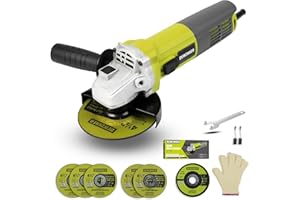 Angle Grinder, DEWINNER Corded Cutting Grinding Polishing, with Disc, Side Handle, 850 W 220-240 V Cutter, Adjustable Pin,115mm+ 6 Discs