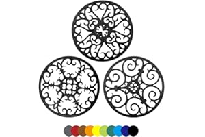 IYYI Sottopentola in silicone, 20 cm, multiuso, rotondi, resistenti al calore, antiscivolo, flessibile, durevole, per piatti, piani di lavoro, tavoli, set di 3 (nero)