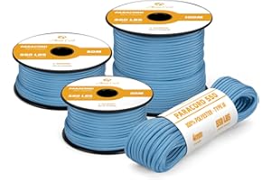 Abma Cord Paracord 4mm 30m Corda Paracord 550 Tipo III 7 Fili per All'aperto, Sopravvivenza, Campeggio, Fai Da Te - Max. 250 kg - Azzurro