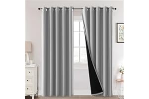 H.Versailtex Blackout Curtains,Thermal Insulated & Warm Protecting Curtains Eyelet for Living Room, Bedroom,66 x 90 Inch,2 Panels,Light Grey Curtains