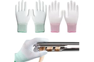 LUFFLOK 2 Pairs Heat Resistant Glove, Heat Proof Gloves with Silicone Fingers, Heat Protection Gloves for Hair Styling, Heat Blocking for Curling, Flat Iron and Curling Wand, Pink & Green (2 Pairs)
