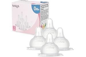 YOHKOH Natural Response Silikonsauger – 4x Perfect Match Babyflaschentrinksauger, Mit Extra Langsamem Durchfluss, Geeignet für Neugeborene ab 1 Monat, BPA-frei ((0m+, S, 4 Stück))