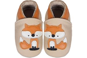HMIYA Weiche Leder Krabbelschuhe Babyschuhe Lauflernschuhe mit Wildledersohlen für Jungen und Mädchen 0-6 Monate 6-12 Monate 12-18 Monate 18-24 Monate
