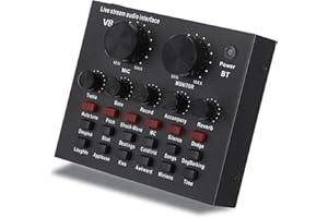 BEWINNER V8 Table Mixage Audio USB Bluetooth, Mélangeur de Son de Changeur de Voix avec 18 Effets, Interface Audio avec Mixeur pour Streaming en Direct, PC, Enregistrement