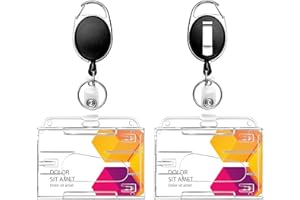 Teskyer 2 Pezzi Porta Badge Retrattili, Rigido, Trasparente, Extra Spesso, Orizzontale Porta Badge Plastica, per Lavoro, Affari, Esposizione