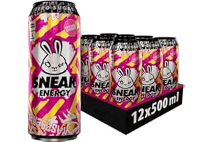 SNEAK | Cans Raspberry Lemonade | Zero Sugar, Low-Calorie Energy Drink for Sustained Concentration & Focus | 500ml x 12
