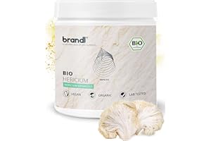 ‎BRANDL brandl® Bio Lions Mane (Hericium Erinaceus) mit 800mg Hericium Pulver pro Dosis | Lions Mane Mushroom Abgefüllt in Deutschland, Vegan & ohne Zusätze