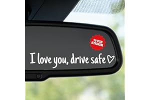 DREAKU I Love You Drive Safe Aufkleber mit Herz 10pcs, Wasserfester für Autospiegel & Heckscheibe Selbstklebender Dekorations, Aufkleber Inspirierendem Zitat - Geschenk für Paare, Freunde, Fahrer