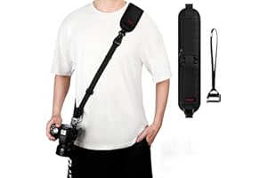 LETREEN Camera Strap, Anti-slip Shoulder Strap with Quick Release & Safety Tether, Adjustable Camera Sling for Nikon, Canon, Sony, Fuji DSLR