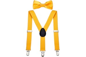 DonDon Jungen Hosenträger Fliegen Set elastisch und längenverstellbar für Kinder von 1-8 Jahre