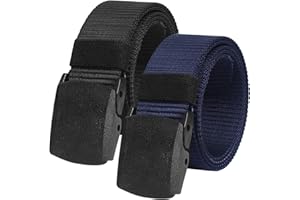 CHALIER 2er Unisex Gürtel Nylon Canvas Belt für Damen und Herren, Stufenlos Verstellbarer Stoffgürtel, Länge 130 cm, Breite ca. 3,8 cm, mit Kunststoff Schnalle MEHRWEG