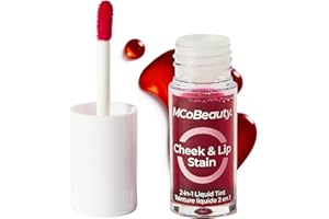 MCoBeauty - Cheek and Lip Stain 2-in-1 Tint - Buildable Rosy Red Colour with Vitamin B5 and More - Versatile Water-Based Blush and Lip Tint - Beauty Products