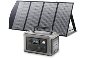 ALLPOWERS Portable Power Station R600 with 140W Foldable Solar Panel, 2x 600W AC Output/299Wh LiFePO4 Battery, 100% Charged in 1 Hour Solar Generator, USB-C 100W Home Backup Power, Camping RVs