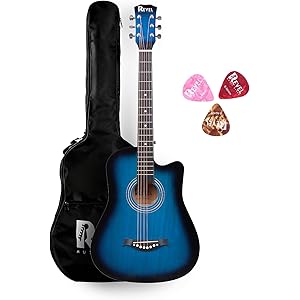 Revel 38 Inch Acoustic Guitar for Beginners and Professionals with Signature Guitar Feel, Westwood Guitar Style Set with Carry Bag and Picks. (Blue)