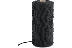 ‎KINGLAKE KINGLAKE 100 m Schwarze Baumwoll Schnur Garten 3 mm Bastelschnur schwarz, Bäckerschnur Verpackungsschnur für Gartenarbeiten, Dekoration und hausgemachte Projekte