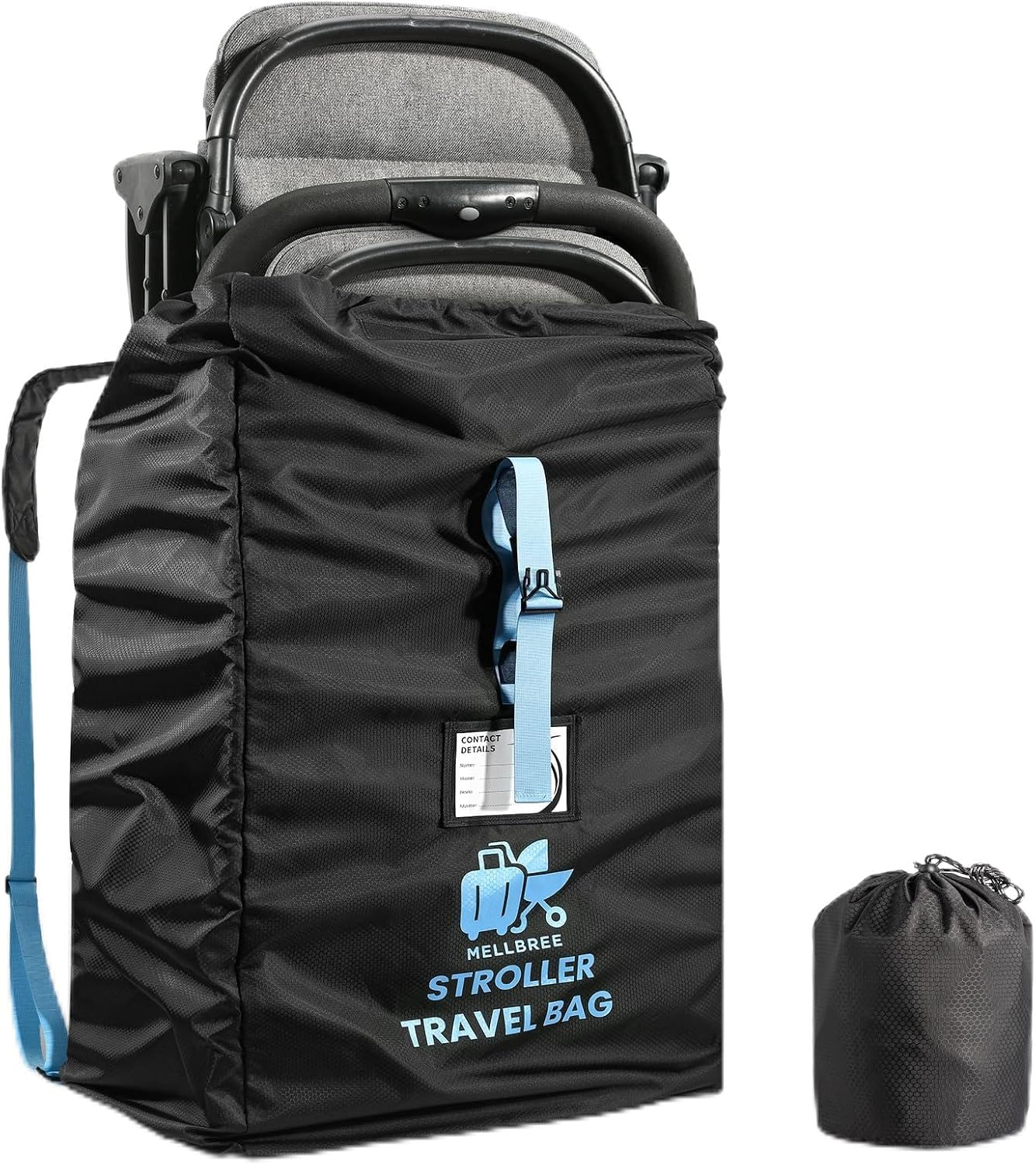 Mellbree - Bolsa de viaje para cochecito de avión tamaño XL, bolsa de viaje doble para cheques de puerta, impermeable y resistente al desgarro, tela Oxford, se adapta a la mayoría de tamaños, esencial