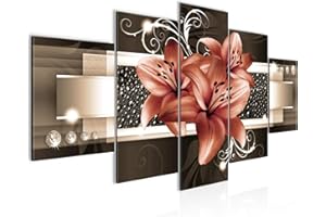 Runa Art Vector de la decoración floral de la pared del lirio - 150 x 75 cm Vista de impresión en lienzo Salón Apartamento - listo para colgar - 008653b