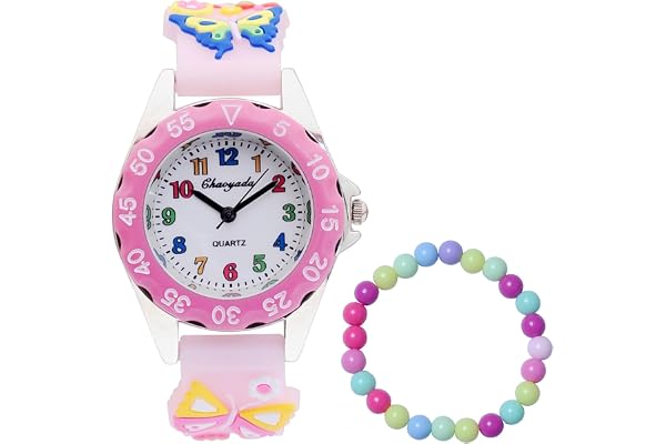 MUXIJIA Montre pour Enfants Fille, Mouvement à Quartz Montre 3ATM Étanche Montre Bracelet en Silicone pour Filles de 3 Ans à 10 Ans