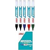 Reynolds HD WM 5 CT POUCH, 2 BLACK, 1 BLUE, 1 RED & 1 GREEN | For Office and Home Use | Leak Proof Chisel Point Tip Marker Pe