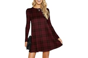 RE TECH UK Womens Ladies Party Dresses for Women UK Long Sleeve Midi Plain Flared A line Skater Swing Dress Jersey Tee Plus Size Dress Summer Winter