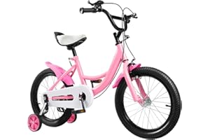 LKHDONG 16 Zoll Kinderfahrrad, Kinderrad für ab 5-8 Jahre, Kinder Fahrrad Mädchen Jungen, Fahrrad Kinder Höhenverstellbares, Tretfahrrad mit Stützräder Vorderen und Hinteren Bremsen