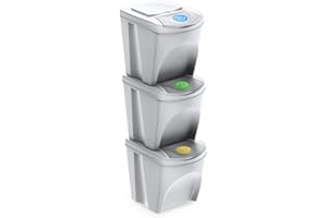 MULTIPROJECT Wheelie Bin Sorti Box Sortibox Rubbish Bin Waste Separation System Waste Segregation Rubbish Bags Waste Bin Recycling Bin Sorter (3 x 25 L, White)