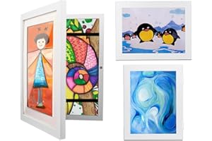 MytaYt 2 Stück Bilderrahmen Kinderzeichnungen a4 Ungefähr 33 * 25cm Bilderrahmen zum Aufklappen Bilderrahmen für Kinderzeichnungen Ideal für Kunstprojekte, Schulen, Zuhause (Weiß)