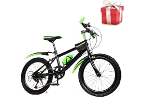 Mountainbike 20 Zoll, 7 Gang Kinderfahrrad Jungen mit Wasserbecher Halter Getriebe Klingel Vollfederung, Jungen Mädchen Fahrr