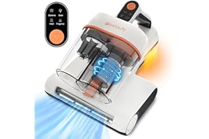 BESTAUTY Aspiratore Acaro per Materassi, 500 W Battimaterasso con Luce UV-C, 7-15Kpa Potente Aspirazione, Asciugatura ad aria calda a 55°C, Filtro HEPA lavabile, Rimuove Allergeni e Polvere Aspiratore acari