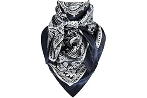 DAMILY 90 x 90 cm Wild Rag Cowboy Sciarpe da Uomo, Foulard Estate Grande Foulard Rancher con sensazione setosa, Banda occidentale oversize