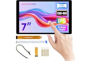 Waveshare 7inch DSI Capacitive Touch Display 2 for Raspberry Pi 5/4B/CM4 IO Board, 1280 x 800, 10-Point Touch, Higher Color Gamut, IPS, Optical Bonding Toughened Glass Panel, DSI Interface