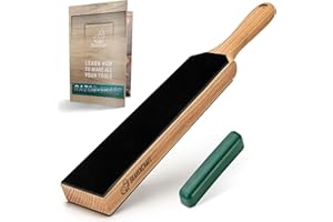 BeaverCraft dwustronny skórzany pas do ostrzenia noży ze środkiem do ostrzenia - blok do ostrzenia 24 cm do narzędzi rzeźbiarskich, zestaw do ostrzenia noży dłutowych, skórzana ostrzałka LS6P1