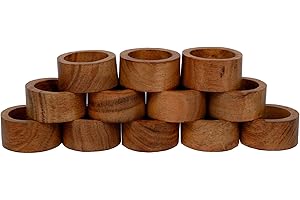SAMHITA Handgefertigter Serviettenring aus Akazienholz, 12 Stück, für Essen, Jahrestag, Geburtstag, Weihnachten | Serviettenring für Haus und Küche Dekor
