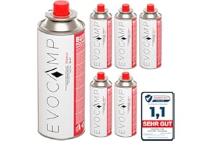 EVOCAMP 6X bombole di Gas butano 227g per fornello da Campeggio, riscaldatore a Gas, bruciatore di Erbacce, bombolette di Gas Campeggio Tipo MSF-1a, cartucce di Gas Campeggio a Pressione Universale