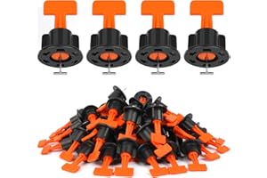Flintronic 80 Piezas Niveladores de Azulejos, Sistema de Nivelación, Sistema de Nivelación de Baldosas Reutilizables con 2 Llave Inglesa, Herramientas de Construcción para Azulejos y Baldosas(Naranja)