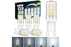 QOJUX 3W G9 Led Bulbs Cool White Dimmable, Energy Class C, 34 LEDs 480LM G9 Bulb Equivalent to 50W Halogen, 6000K AC 220-240V No Flicker Energy Saving Light Bulbs for Home Lighting Decor 5 Pack