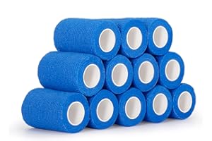 SEADESKY 12 Rolls Vet Wrap Self Adhesive Bandage Tape 7.5cm x 4.5m Elastic Cohesive Bandages Wrap for Wrist Ankle Sprains and Swelling Pet Vet Wrap for Dogs Horses Football Sock Wrap (Blue)