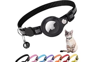 Croc-Cat® - Collar de gato, accesorio compatible con airtag Apple, collar con hebilla de seguridad antiestrangulamiento para gatitos y perros pequeños, GPS airtag no incluido