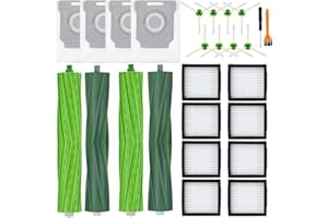 SpeHiate Kit d'accessoires pour iRobot Roomba i7 + i3 + i4 + i6 + i8 +, Pièces de Rechange pour Roomba e/i/j série, 4 brosses en Caoutchouc, 4 Sacs à Poussière, 8 Filtres, 8 Brosses Latérales