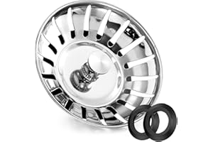 DEKUKAR Stainless Steel Kitchen Sink Bowl Strainer and Plug, 78mm Kitchen Sink Plug for Single Double Bowl Use, Kitchen Bathroom Food Hair Catcher Filter Stopper - Prevent Clogs, Bad Smells