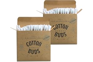 MEMOFYND 2 pudełka na 200 bambusowych patyczków higienicznych, bez plastiku, przenośne, biodegradowalne, przyjazne dla środowiska i odnawialne zasoby.