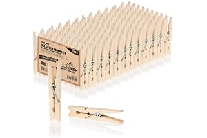 com-four® 120x Klädnypor i Björkträ Natur | Obehandlade träklämmor för tvätt, pyssel och dekoration, mångsidiga för hem och h