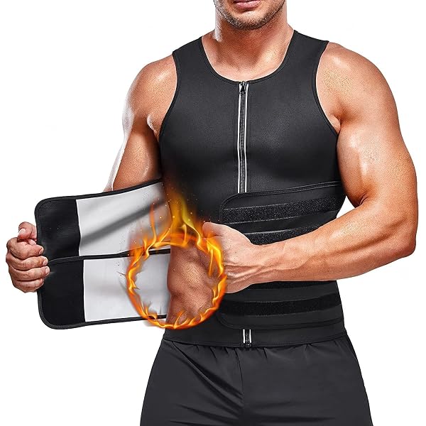Gilet De Sauna Amincissant Pour Homme - Néoprène, Fermeture éclair, 2 Ceintures, Pour Sport Et Fitness