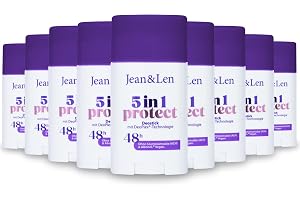 Jean & Len Deostick 5-i-1 Protect, vegansk, 9 x 45 g | 48 timmars skydd mot kroppslukt, med DeoPlex® och Active Protection Co