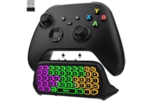 MoKo Tastiera Retroilluminata Compatibile con Controller Xbox One, Xbox Series X/S, Chatpad da Gioco Wireless con Ricevitore USB e Jack Audio da 3,5 mm, Accessori per Controller Xbox One/One S/Elite/2