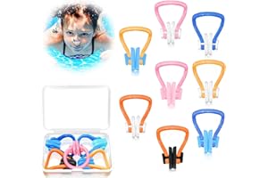 Nayyana Lot de 8 pinces de nez pour natation - Pour enfants (à partir de 7 ans) - Pince-nez pour adultes avec boîte de rangement - Pince-nez étanches pour la natation, la plongée