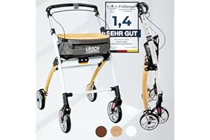 Casa Wooden Look Rollator Narrow for Home & Indoor Use, Foldable & Lightweight, 5 kg, Height-Adjustable Home Rollator from Lösch Reha I Reliable Walking Aid for Seniors