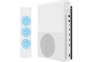 MoKo Xbox One S Cooling Fan, Built-in 3 High Speed Fans, 2-Port USB Charing & Data Syncing, L/H Fan Speed Switch for Xbox One S Gaming Console, White